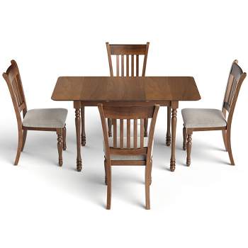 Tangkula 5 PCS Retro Dining Table Set w/ Dining Table & 4 Upholstered Chairs Rustic Brown