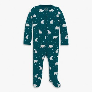 Primary Baby Organic Zip Footie In Holiday Animal Friends - 1 of 1