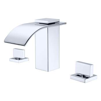 Sumerain Waterfall 8 Inch Widespread Bathroom Sink Faucet 3 Hole 2 Lever Handle, Chrome