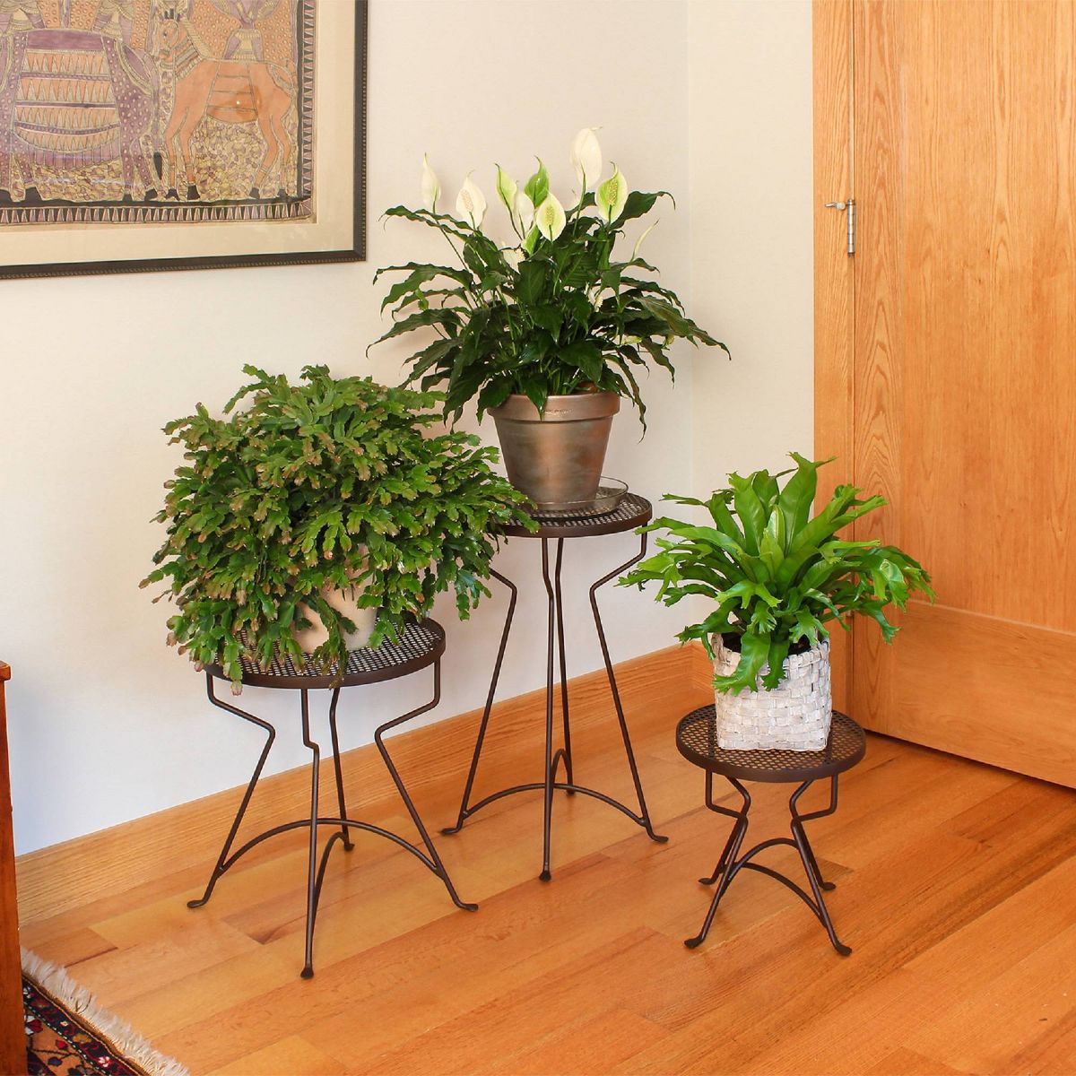 12.5" x 12" Roman Bronze Wrought Iron Capri Plant Stand Powder Coated - ACHLA Designs: No Assembly, Indoor/Outdoor Use - thumbnail 4