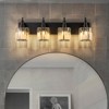 LLHZSY 3/4/5-Light Modern Bathroom Crystal Vanity Light with Round Lampshade -Light Modern Bathroom Wall Light Fixtures-Chrome/Black - 2 of 4