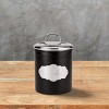 Amici Pet Cavalier Small Metal Canister Treats Jar, 40 oz. , Black w/ Silver Lid - 4 of 4