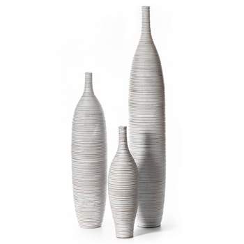 Uniquewise White Floor Vase, Ribbed Design, Modern Elegant Home Decoration, Tall Ceramic Vases, Contemporary Living Room Accent, Sophisticated Decor