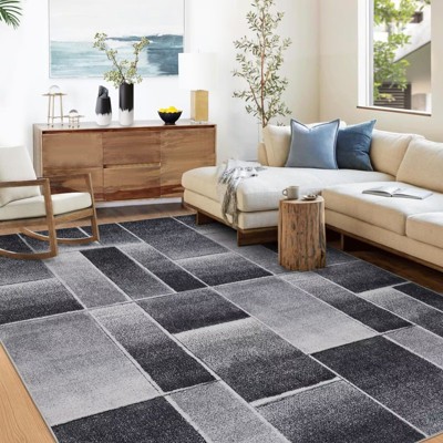 Large Area Rugs 9x12 Stain-Resistant Contemporary Dining Room Rugs, Soft Geometric Floor Mats, Easy Cleaning Modern Accent Carpet, Non-Shedding Rug