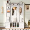 TIRAMISUBEST 5-in-1 Entryway Bench with Coat Rack, 7 Sturdy Hooks, 2 Spacious Drawers and Adjustable Shelves, 58.8'' Wide Hall Tree with Metal Handles - 4 of 4