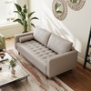 Tree City - 70" Faux Upholstered Mid-Century Modern Leather Square Arm Sofa - 2 of 4