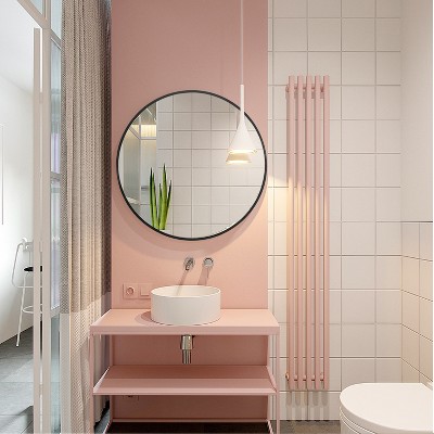 Wooakway Round Metal Decorative Wall Mirror Bathroom Mirror Wall Mount Accent Mirror Wall Decor for Bedroom Living Room