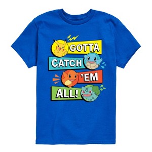 Boys' - Pokémon - Pikachu Squirtle Charmander Bulbasaur Gotta Catch 'Em All Short Sleeve Graphic T-Shirt - 1 of 4