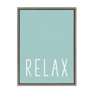 Kate and Laurel Sylvie Relax in Pale Teal Framed Canvas by Apricot and Birch, 18x24, Gray - 1 of 4