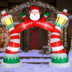 Angel Sar 8.9FT Inflatable Christmas Arch with Santa Claus, LED Lighted Yard Decoration for Holiday, Front Lawn, and Garden Party - 1 of 4