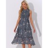 INSPIRE CHIC Women's Sleeveless Floral Ruffles Crew Neck Chiffon Smocked Sundresses - 4 of 4