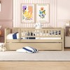Twin/Full Size Wood Daybed with Trundle and Fence Guardrails - ModernLuxe - 2 of 4