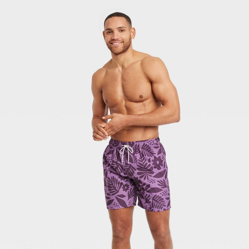 Men's 7" Floral Print Swim Shorts - Goodfellow & Co™ Lavender, 4 of 5