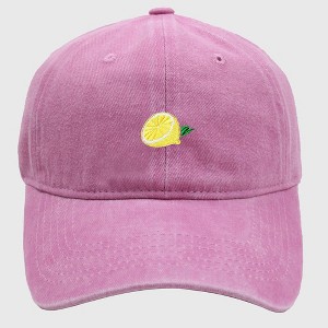 Anna-Kaci Women's Vintage Washed Baseball Cap with Lemon Embroidery - 1 of 4