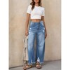 Imily Bela Womens Baggy Barrel Jeans Cropped Boyfriend Wide Leg Raw Hem Denim Pants - 4 of 4