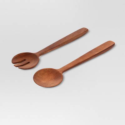 Samba Wood Salad Tossers with Pink Resin Handle - Shiraleah