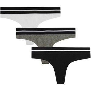 Balanced Tech Women's Active Cotton Thongs Panty 3 Pack - H. Grey/Black/White - Large - 1 of 1