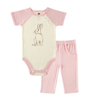 Touched by Nature Baby Girl Organic Cotton Bodysuit and Pant Set, Bunny