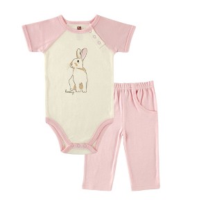 Touched by Nature Baby Girl Organic Cotton Bodysuit and Pant Set, Bunny - 1 of 1