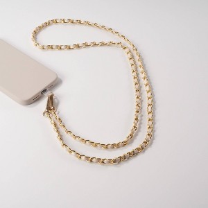 Hello Lux Gold Tone Chain with Faux Leather Phone Crossbody Strap - White - 1 of 4