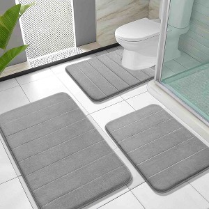 BAGOKIE 3-Piece Memory Foam Bath Mat Set - 1 of 4