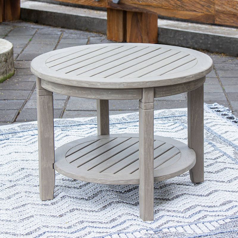 Cambridge Casual Richmond Teak Weathered Outdoor Side Table with Self Gray, 2 of 10