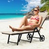 Tangkula Outdoor Rattan Wicker Lounge Chair Folding Patio Chaise w/ Wheels & Cushion - 3 of 4