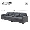 114.2" Modern Linen Upholstered Sectional Sofa with Console with 2 Cupholders, Wired & Wireless Charging, and 4 Pillows - 3 of 4