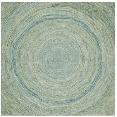 Sage Green Hand-Tufted Wool Square Area Rug 6' x 6'