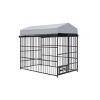 LAOTIES Outdoor Dog Kennel with Roof for Large Dogs,Metal Enclosure Cage with Lockable Bowl Door,Waterproof Cover - 4 of 4