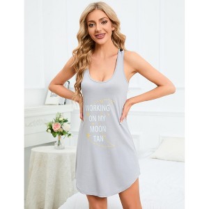 Women Sleeveless Nightgowns Comfy Sleepshirt Cute Printed Sleepwear Sexy Crossover Lace Back Sleep Dress - 1 of 4