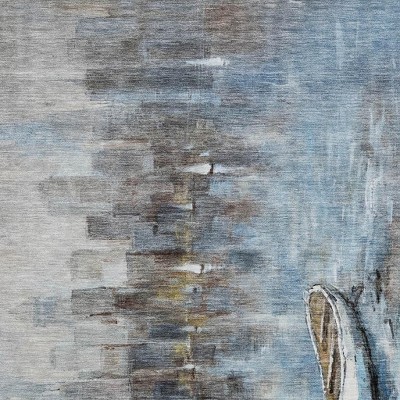 HomeRoots 8' X 10' Blue And Beige Nautical Washable Indoor Outdoor Area Rug