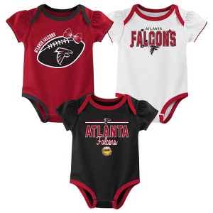 NFL Atlanta Falcons Girls' White 3pk Bodysuit - 1 of 4