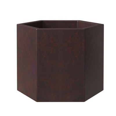 Thicket Brown Fiberstone Hexagon Planter Pot with Drainage Holes