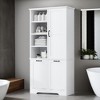 68" Tall Bathroom Storage Cabinet with Doors,Four-layeropen Shelves and Tilt-Out Laundry Hamper,Adjustable Shelf - Leovsnove - 2 of 4