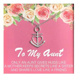 Aunt Greeting Card Sterling Silver Anchor Heart Necklace Women Ginger Lyne Collection - 1 of 4