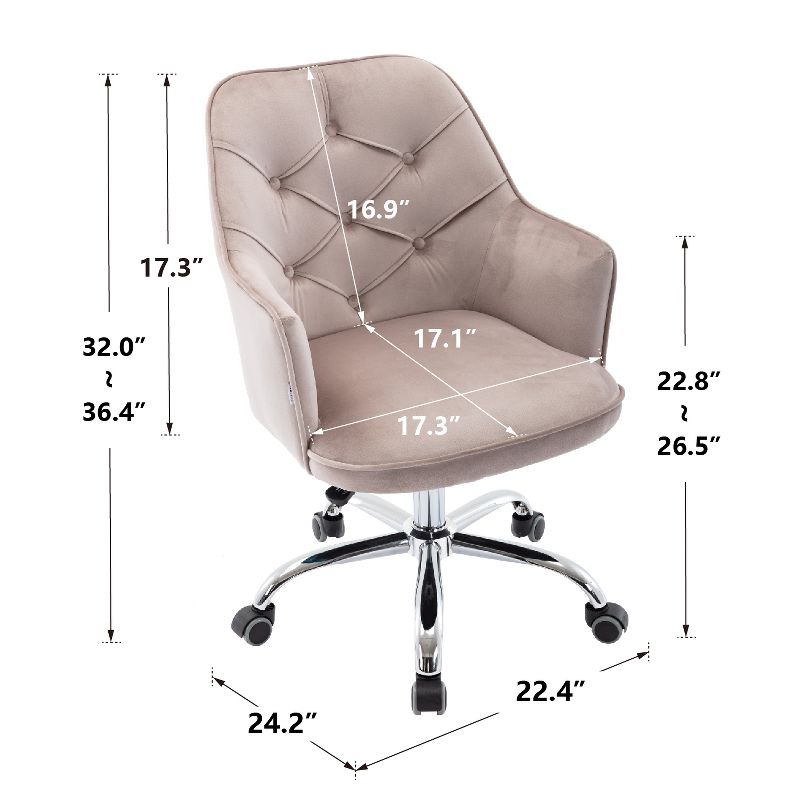 Modern Velvet Home Office Swivel Shell Chair-ModernLuxe, 3 of 14