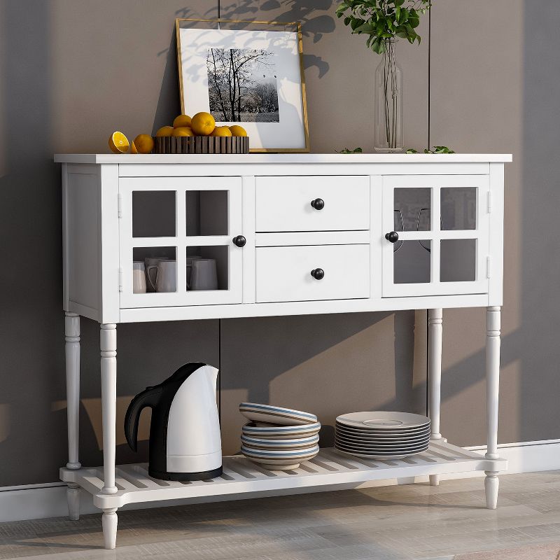Farmhouse Double Door Console Table with Bottom Shelf and Drawers-ModernLuxe, 1 of 8