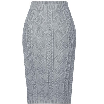 INSPIRE CHIC Women's Ribbed Elastic High Waist Stretchy Pencil Casual Sweater Midi Skirt