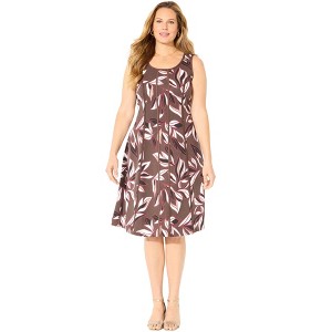 Catherines Women's Plus Size Fit & Flare Sleeveless Dress - 1 of 4
