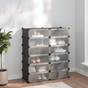 vidaXL Shoe Rack Black 37.2 in.x14.4 in.x41.7 in. PP - 1 of 4