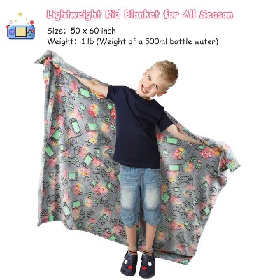 Glow-in-the-Dark Gamer Fleece Blanket for Boys