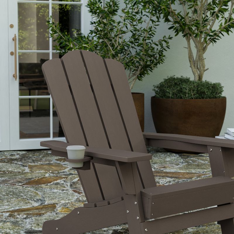 Merrick Lane Adirondack Chair with Cup Holder, Weather Resistant HDPE Adirondack Chair, 6 of 13