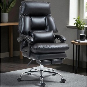 Mshliw Executive Office Chair with Footrest, High Back PU Leather Reclining Desk Chair, Ergonomic Swivel Computer Chair - 1 of 4