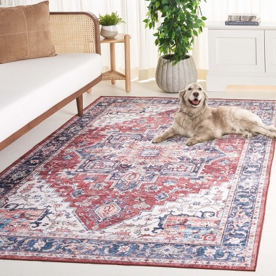 Arizona Brown and Blue Distressed Washable Area Rug 6'x9'