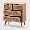 Alina Wood and Rattan 4 Drawer Accent Chest Oak - Baxton Studio - image 2 of 4