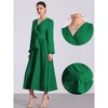Allegra K Women's Elegant Pleated Cross V Neck Puff Sleeve Tie Waist A-Line Dress - 2 of 4
