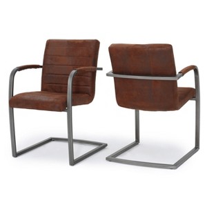 Alta Upholstered Arm Chair (Set of 2) - Brown - Christopher Knight Home