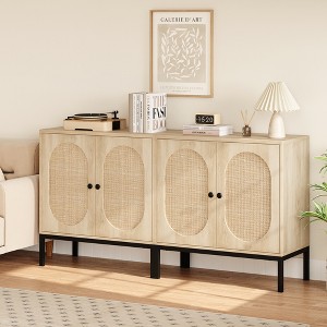 Rattan Storage Cabinet, Sideboard Buffet Cabinet, Wood Console Cabinet with Storage Shelf, Sideboard Cabinet for Hallway, Entryway, Living Room - 1 of 4