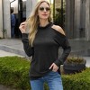 Anna-Kaci Women's Cold Shoulder Long Sleeve Top with Cowl Neck Detail - 4 of 4